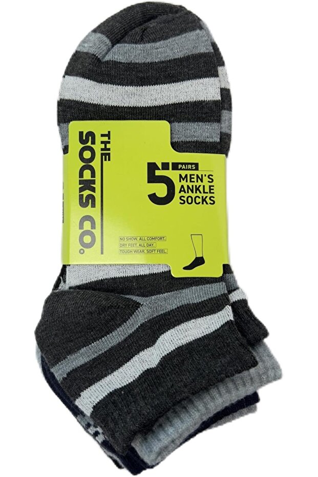 Men's Ankle Socks, Striped Design, 5 Pairs