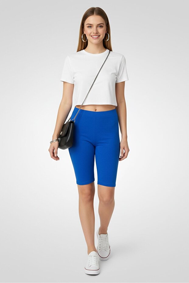 Women Plain Basic Shorts, Blue