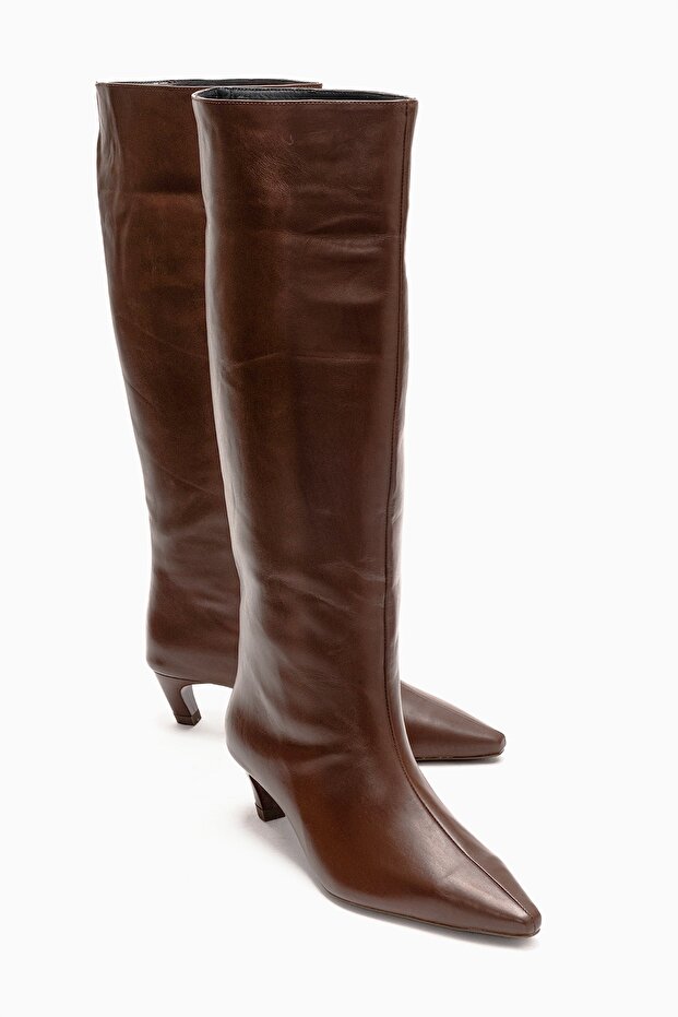Corvel Tan Skin Genuine Leather Women's Heeled Boots