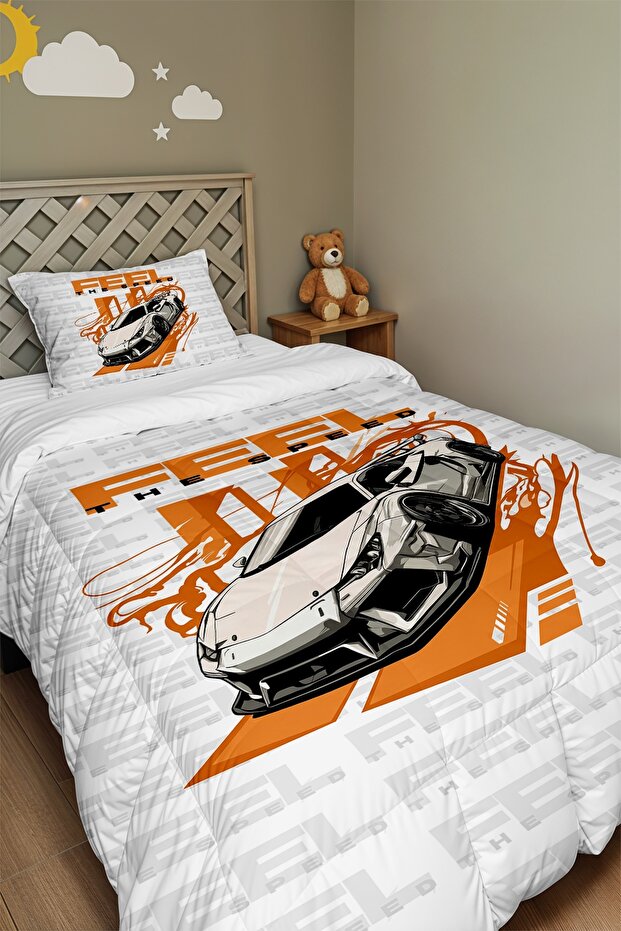 Sharp Bend Patterned Single Duvet and Pillowcase