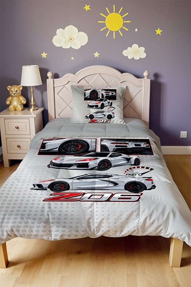 Border Patterned Single Duvet and Pillowcase - 2