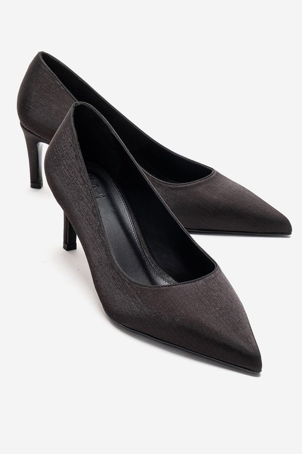 Velmira Black Satin Women's Heeled Shoes