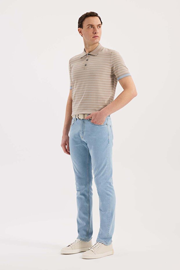 Blue Slim Fit 5 Pocket Stretchy Jean Denim Trousers