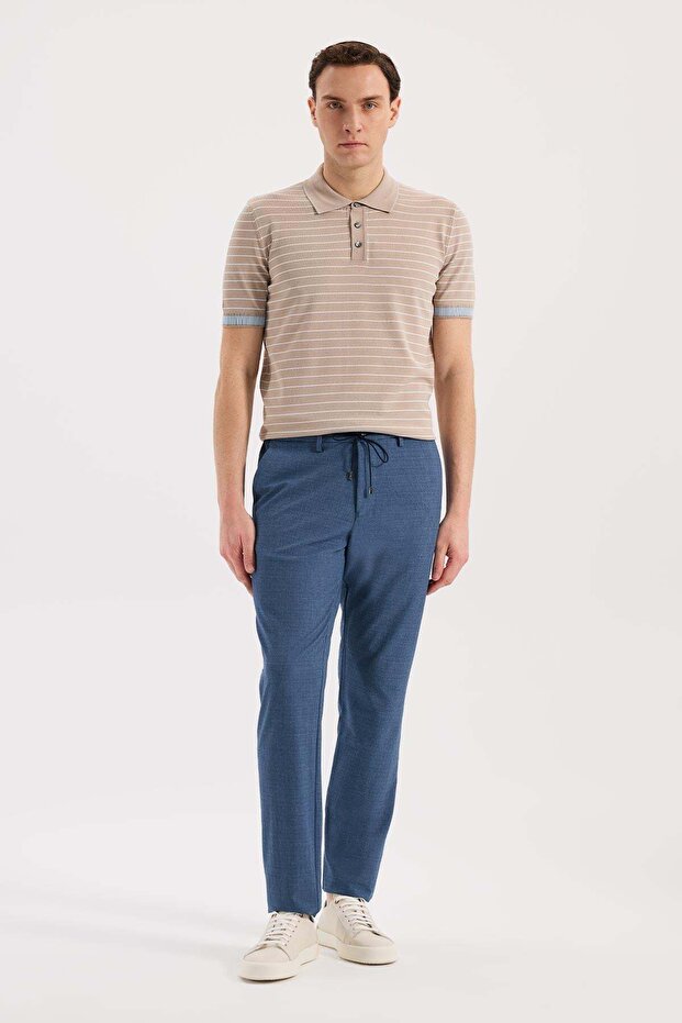 Indigo Comfort Fit Elastic Waist Flexible Fabric Jogger Pants