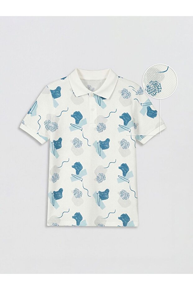 Lcw Kids Polo Collar Patterned Boy's T-Shirt