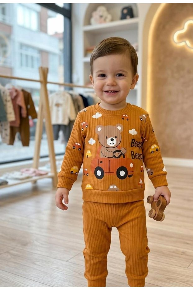 Baby Set with Teddy Bear Print