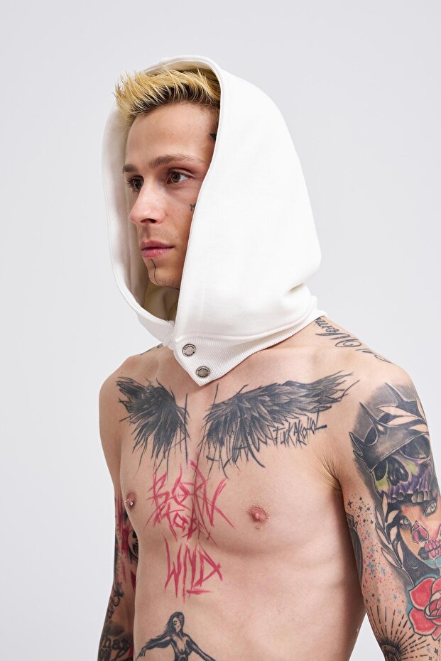 Men's Basic Ecru Hoodie - 2