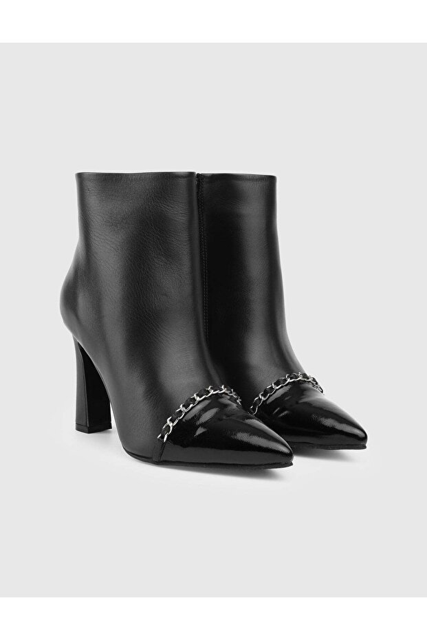 Moss Genuine Patent Leather Women's Black Heeled Boots