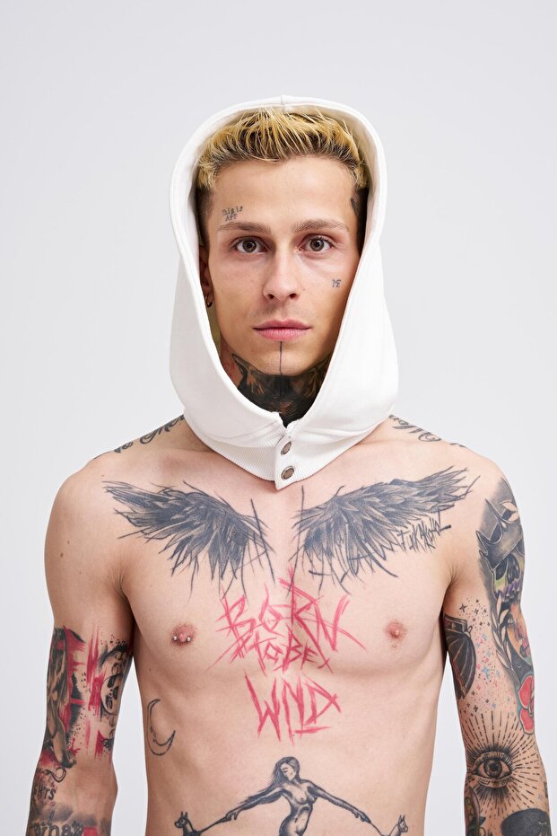 Men's Basic Ecru Hoodie - 1