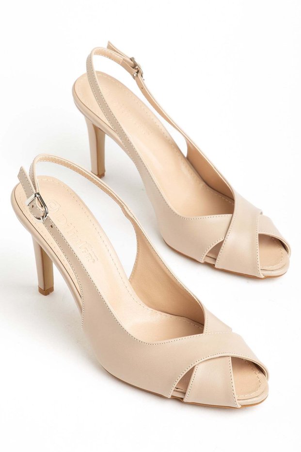 Plus Size Women's Heeled Sandals Shoes Nude Cross-Strapped
