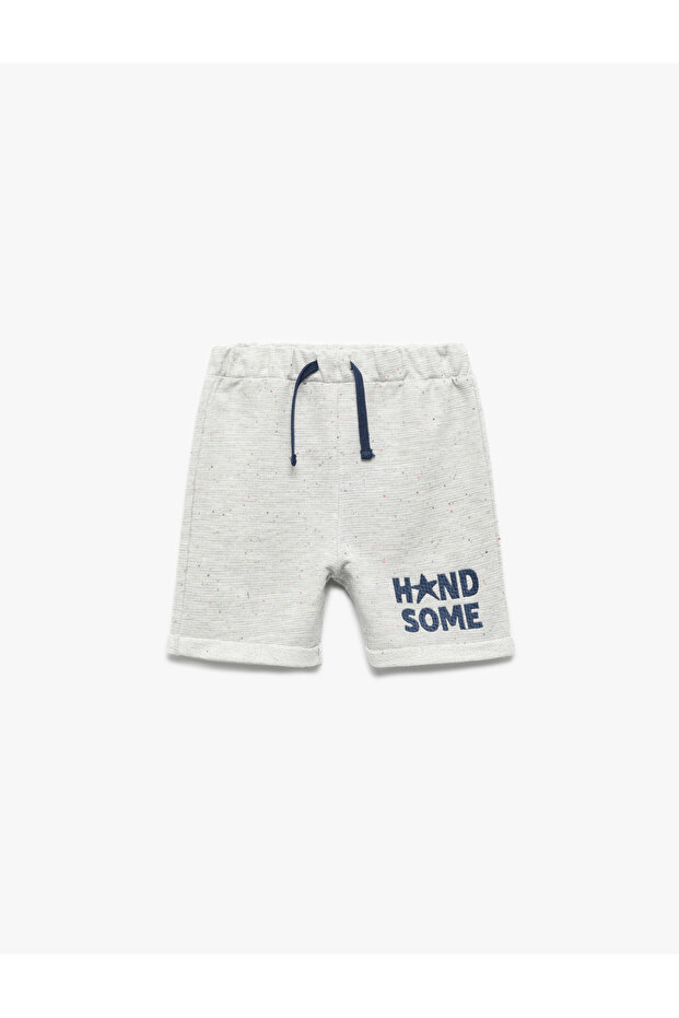 Cotton Shorts with Embroidery Detail and Elastic Waistband