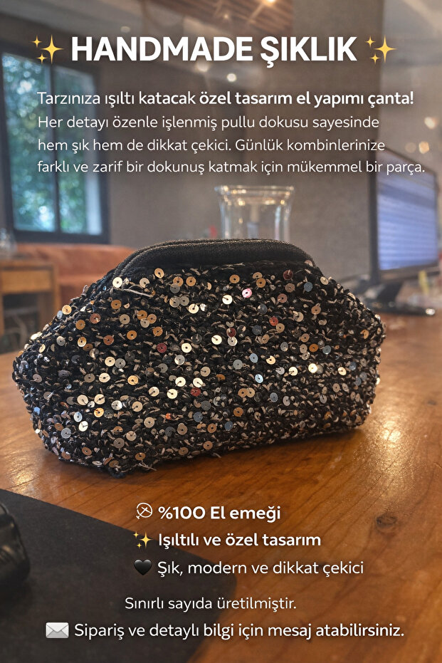 Pullu mini el çantası