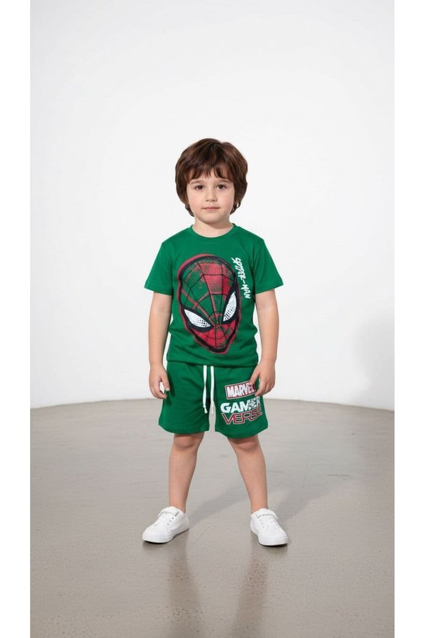 Boys' New Season Spidey Character Printed T-Shirt Shorts Set 3-10 Years
