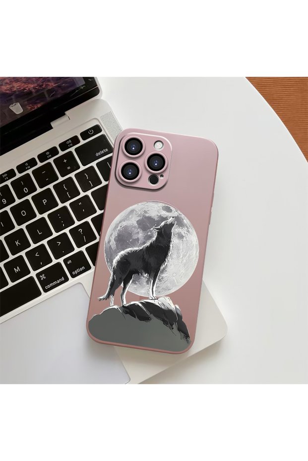 iPhone 15 Pro Compatible High-Quality Magnetic Phone Case with Wolf Pattern