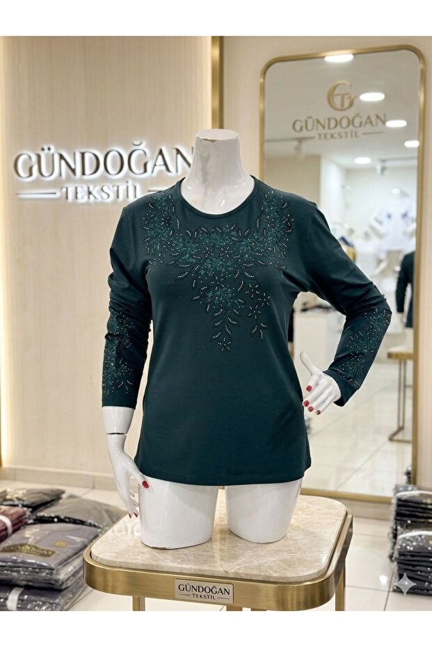 Luxury Stone Embellished Mother's Combed Cotton Blouse (Season-2026)