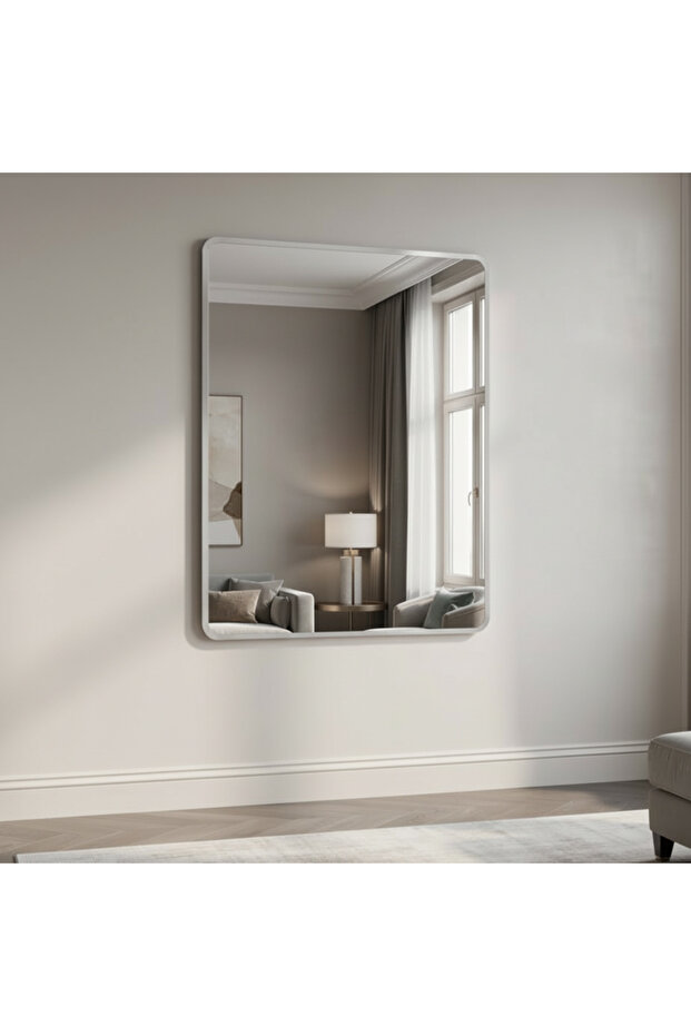 مرآة حائط مستطيلة 100×60 سم - فضية - مظهر عصري أنيق - 2