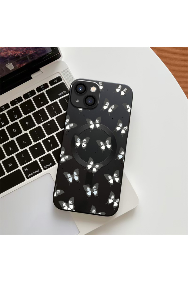 iPhone 14 Compatible Butterfly-Patterned, High-Quality Magnetic Phone Case