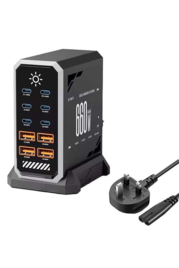 10-Port GaN III 660W Fast Charging Station