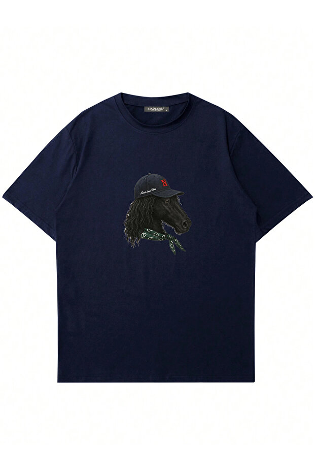 Unisex Stylish Horse Printed Crew Neck Oversize Tshirt