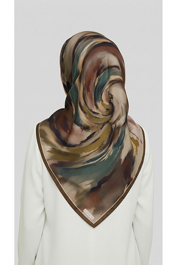 Flowing Pattern Rayon Scarf - Brown