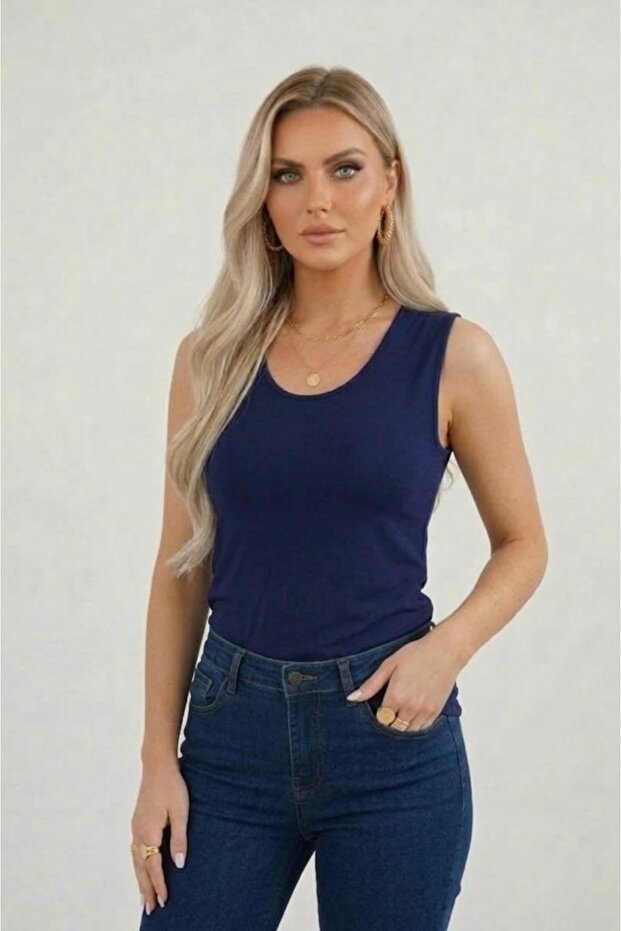 بلوزة نسائية بدون أكمام، تصميم أساسي بسيط، قابل للتمدد، أنيقة للاستخدام اليومي، ياقة على شكل حرف U، ياقة على شكل حرف P