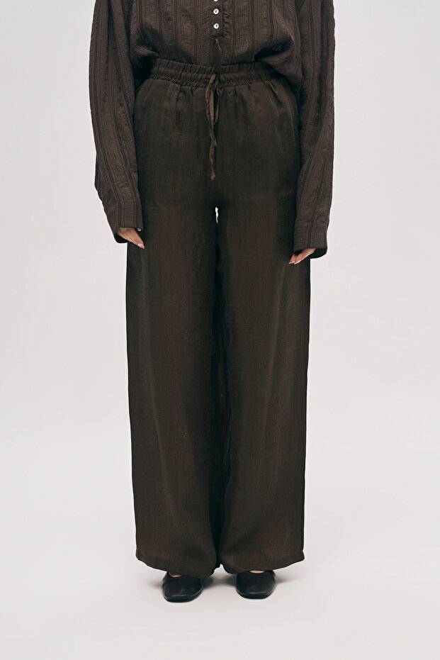 Women's Wide Leg Lace-Up Solid Color Trousers