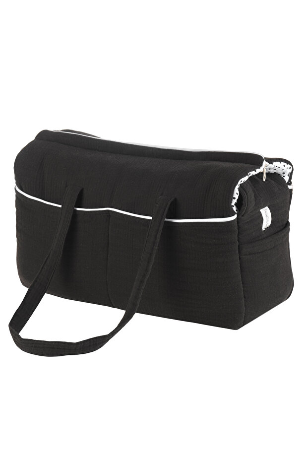 Baby Care Bag | Black Color Muslin Baby Care Bag