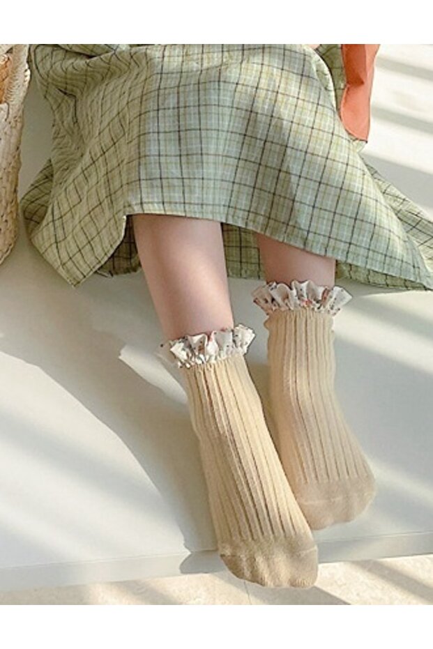 Sosete Frilly Ruffle crem - 5