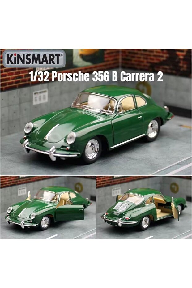 1:32 Scale - Die-Cast Model Porsche 356 B Carrera 2 Car with Pull-Back Action & Openable Doors-Green