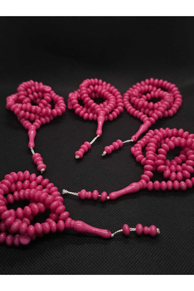 Pink Plastic Stone 99-Grain Prayer Beads, Five-Piece Bulk Pack, Pink 99-Piece Prayer Beads, 5 Pieces