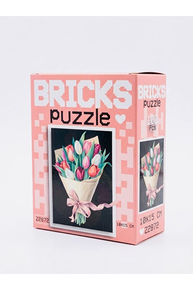 Karacamshop Bricks Puzzle - 100 Parça Lale Buketi Temalı Dekoratif Mini Puzzle (10x15 cm)