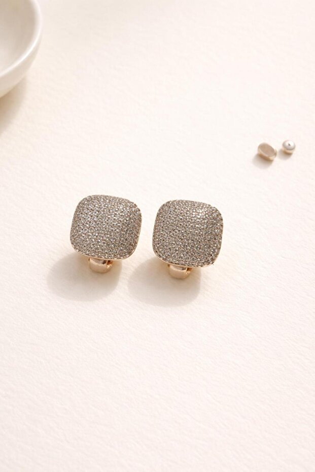 Sparkling Square Stone Minimal Earrings