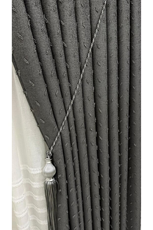 Velvet Anthracite Panel Background Curtain (Single Panel)