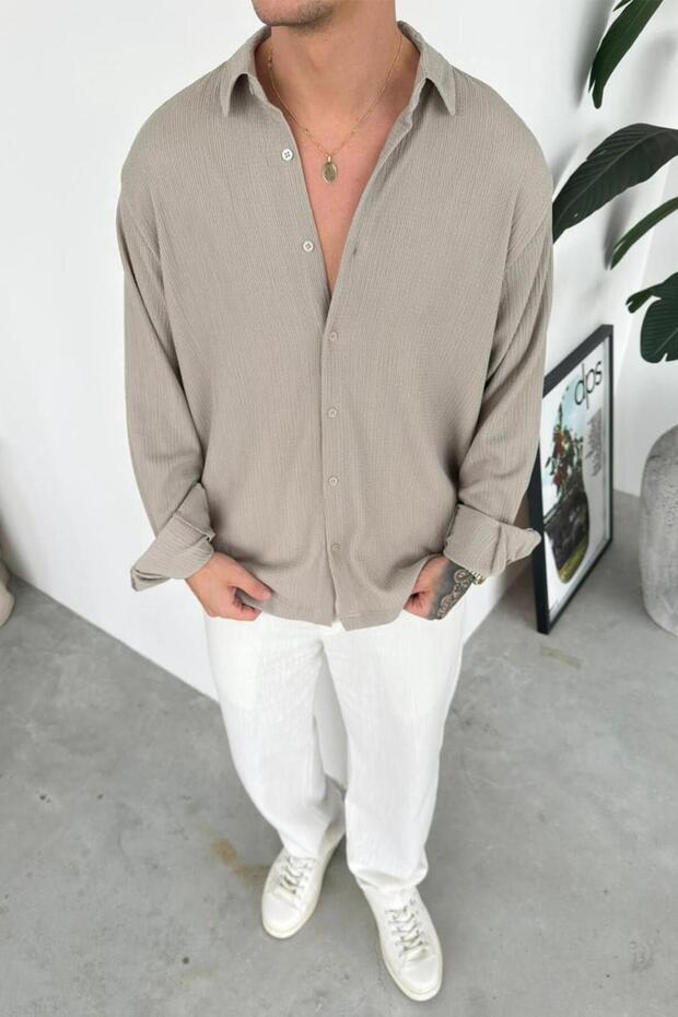 Stone Corded Basic Relaxed Shirt