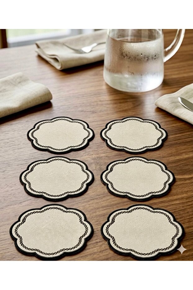 6 Pieces Coffee Serving Napkins, Presentation Napkins, Embroidered Coffee Presentation Napkins, Cocktail Napkins