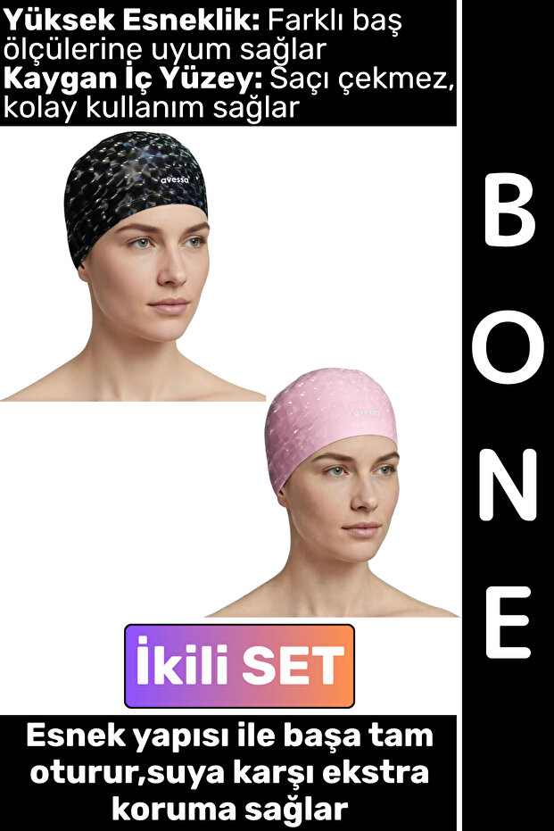 # Comfortable, Flexible, Soft Pool and Sea Swimming Cap, Slippery Inner Surface, Stylish Waterproof Hair Cap, Double Set