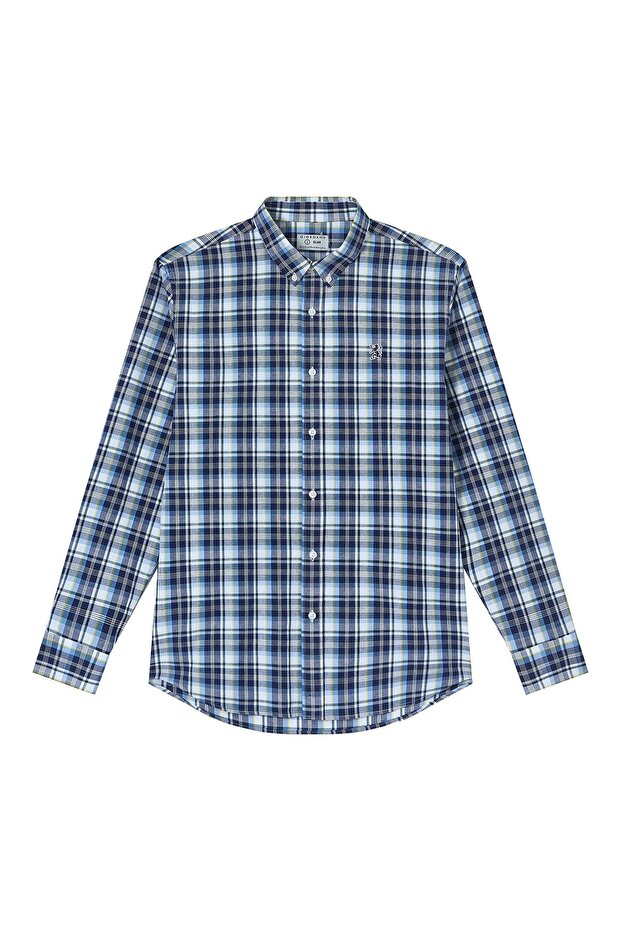 Men’s Cotton Slim Oxford Shirt with Embroidery