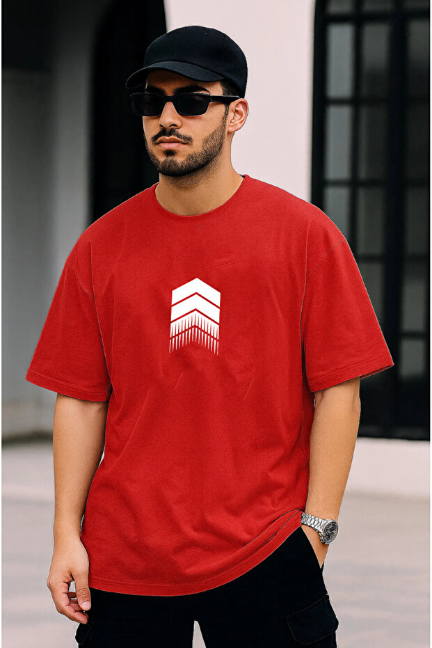 Trend Figure Printed Oversize Basic Men's Tshirt - 1