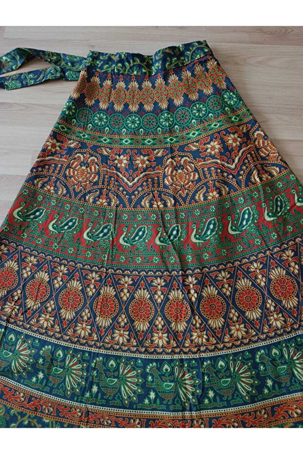 Ethnic, Bohemian, 100% Cotton, Organic Dye, Long, Wrap (Wrapped) Skirt