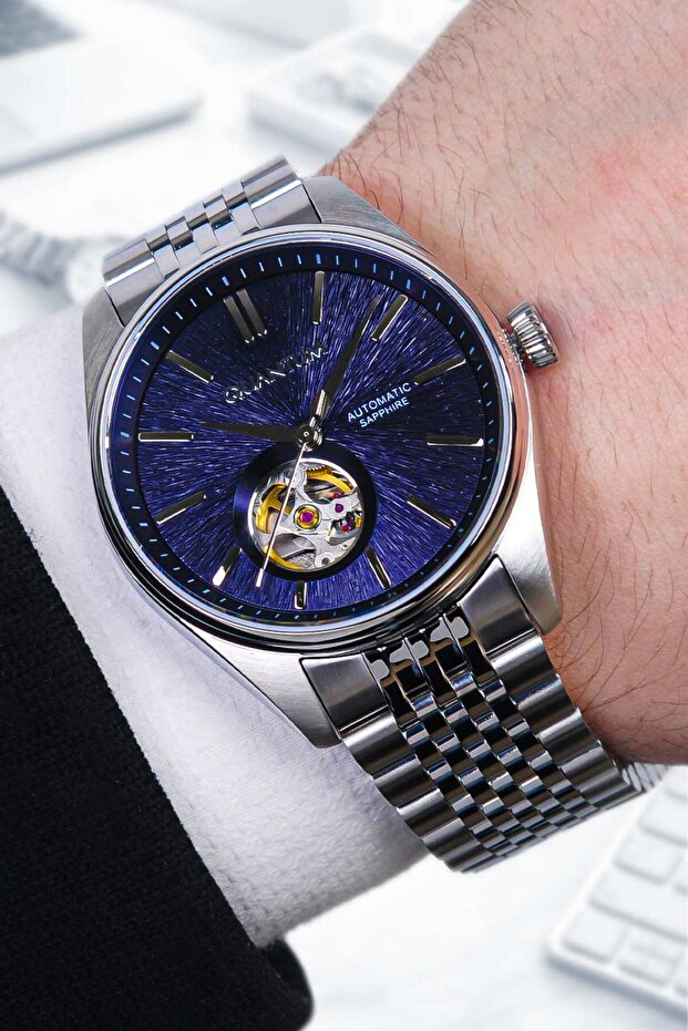 Automatic Sapphire Glass Steel Case Transparent Dial Japanese Movement Men's Wristwatch 10 Atm Qmg1207