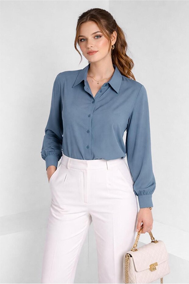 Shirt Collar Bluz 45604