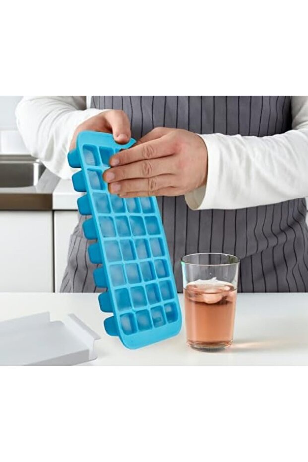 Ice Cube Tray with Lid, 32 Compartments, Silicone Mould, Stackable Design - 2