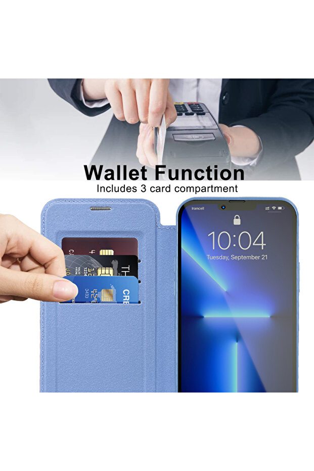 Husa pentru iPhone 13 Pro Max, Techsuit, PU, Bleu - 5