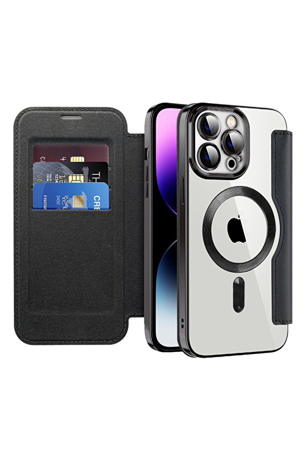 Case for iPhone 14 Pro Max, Techsuit, PU, Black - 1