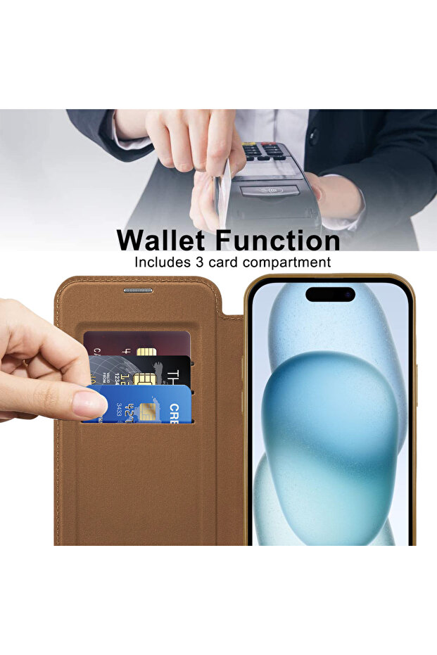 Husa pentru iPhone 15 Plus, Techsuit, PU, Maro - 5