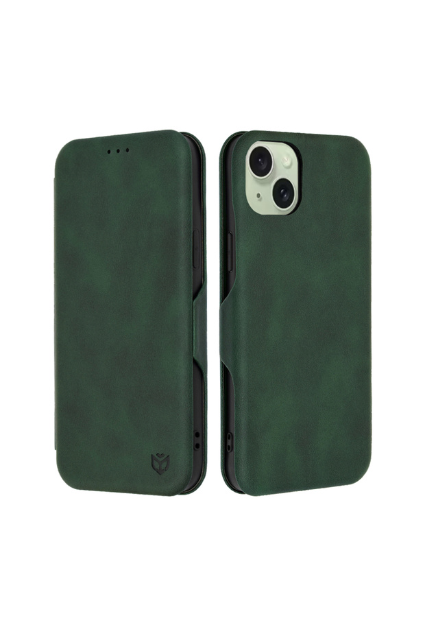 Case for iPhone 15 Plus, Techsuit, PU, Green - 1