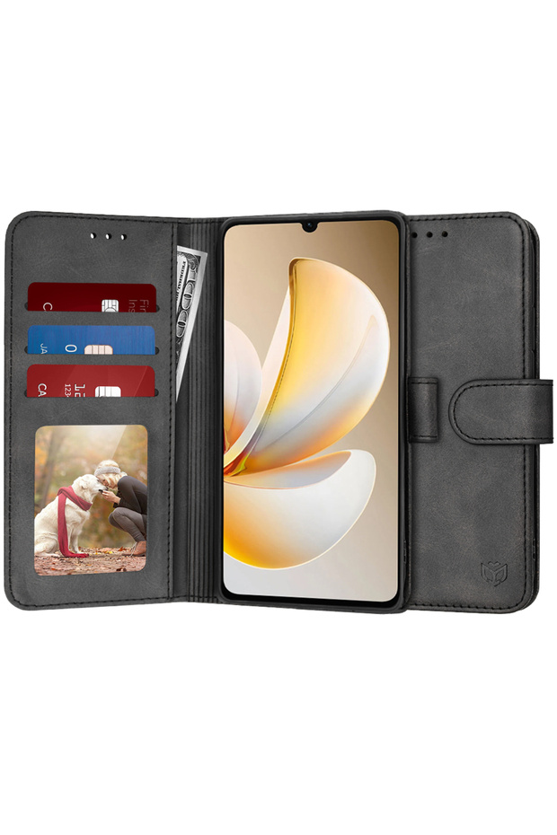 Case for Realme Note 70T, Techsuit, PU, Black - 1