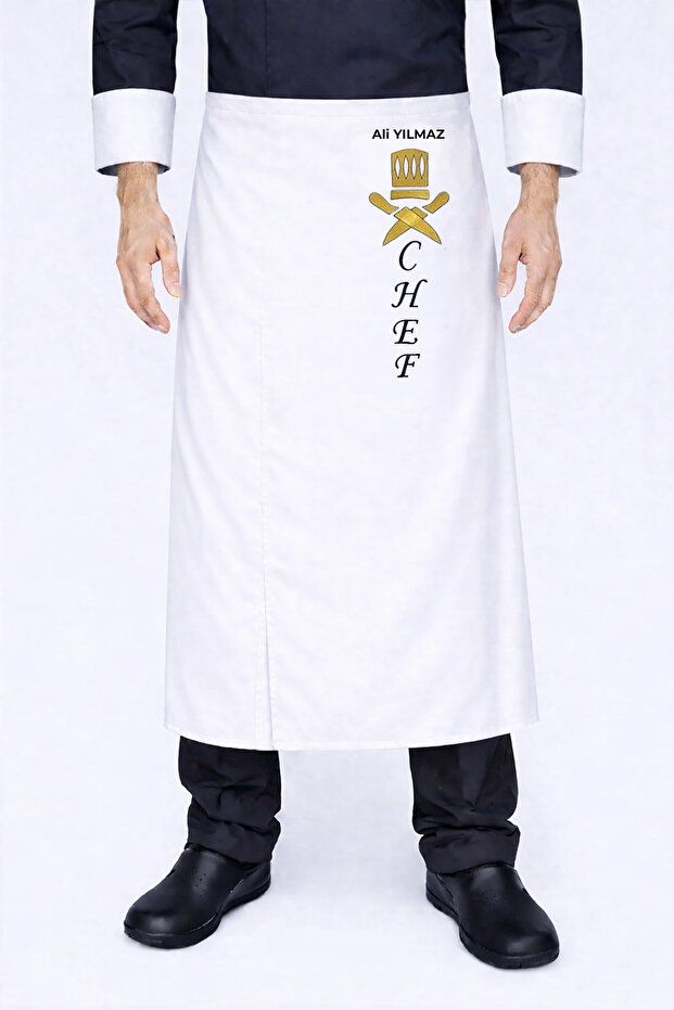 Chef Apron with Name Gift, Waist-Tie Chef Apron, Kitchen Aprons, Cafe Restaurant Apron, Chef