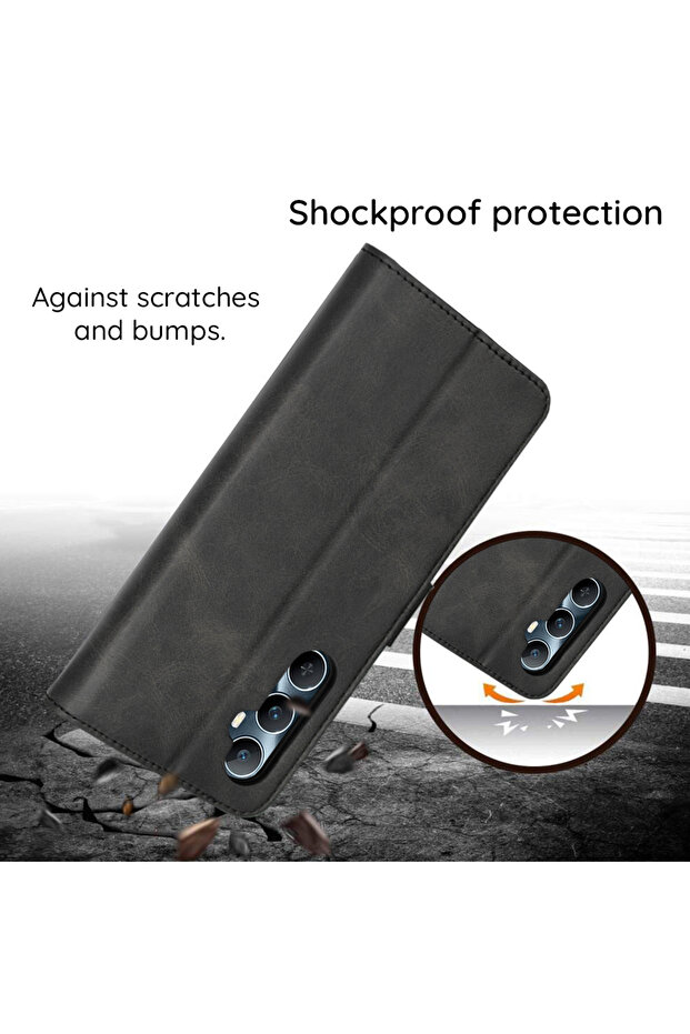 Case for OnePlus 12R, Techsuit, PU, ​​Black - 3