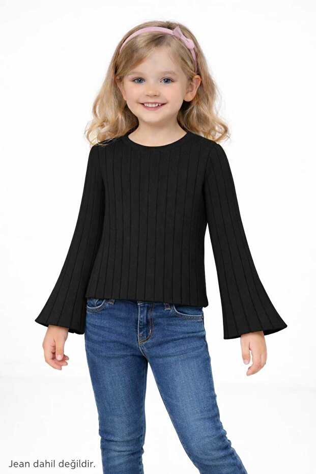 Girl's Seasonal Fabric Spanish Sleeve Black Color Crop Badi 3-9 Years Old